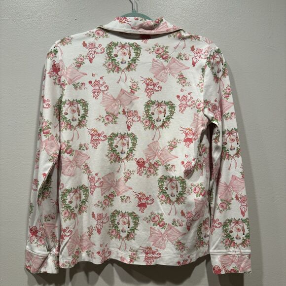 Roller Rabbit LoveShackFancy Merry Monkey Beaux Pajamas Holiday Pink Women Small - Picture 4 of 12